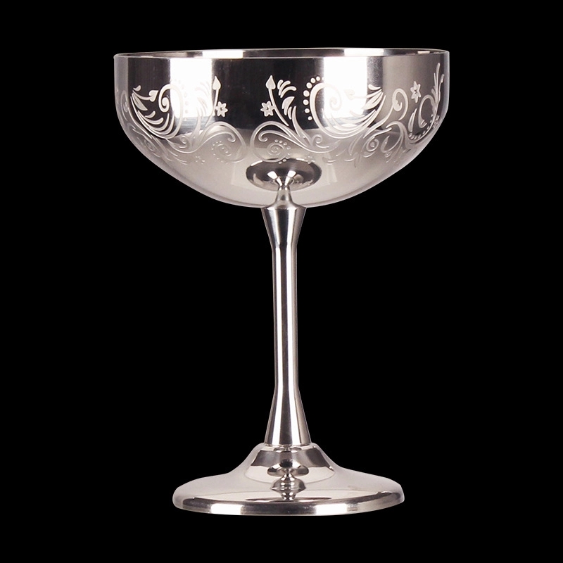 Custom 9 oz Stainless Steel Carved Martini Glass 6