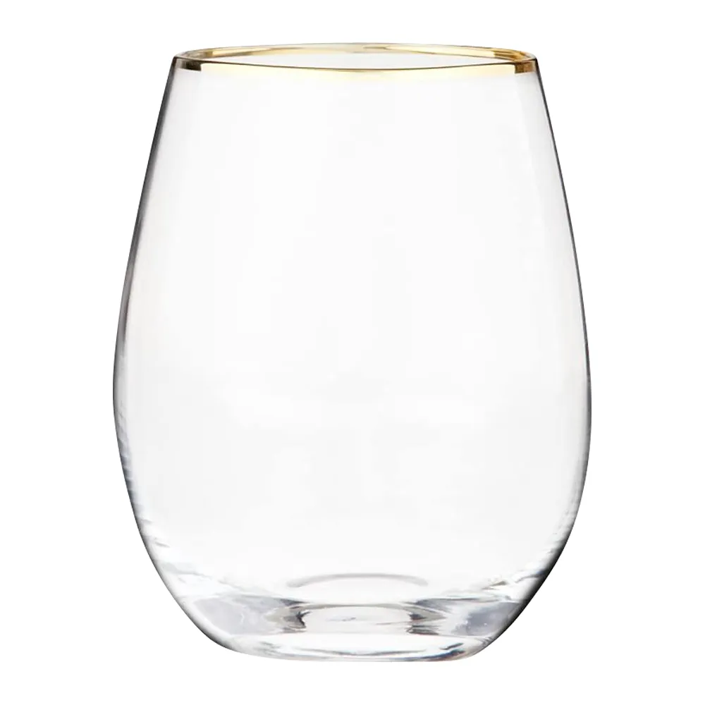 18oz. Gold Rimmed Stemless Wine Glass 4