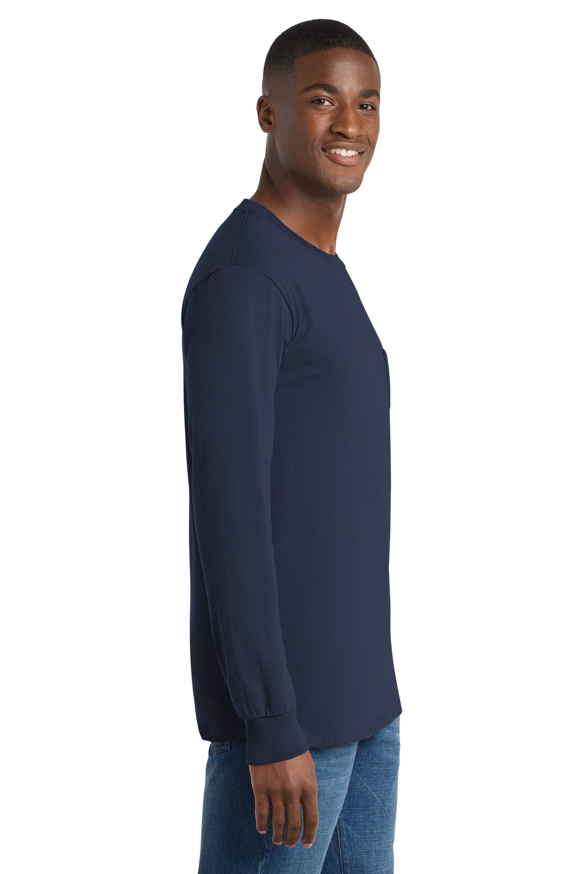 Port & Co Long Sleeve Essential Pocket Tee. PC61LSP 56