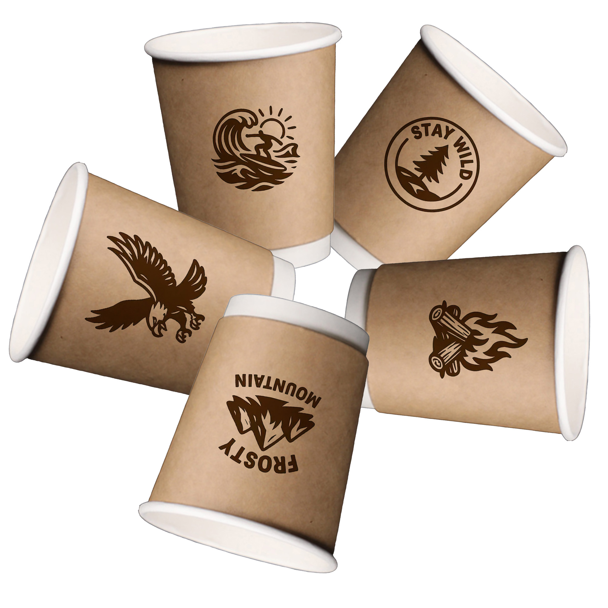 Thicked Disposable Kraft Paper Cups 8oz 5