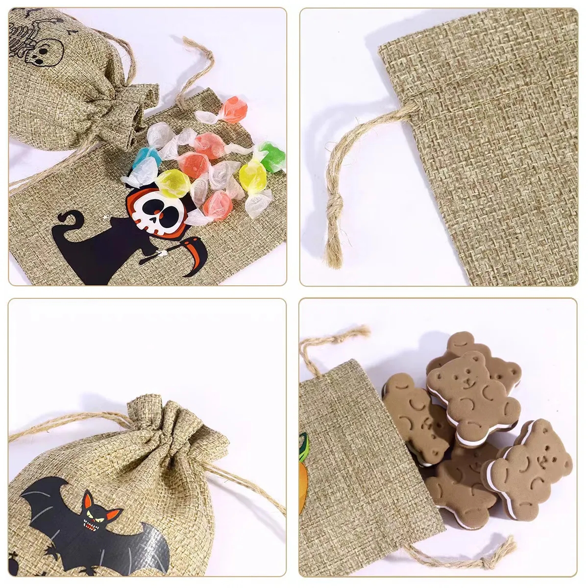 Halloween Burlap Drawstring Gift Bags 2