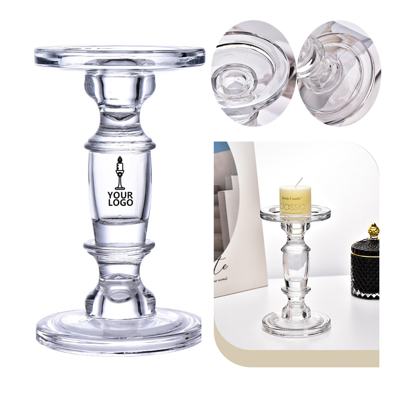 Clear Glass Candlestick Holders 3