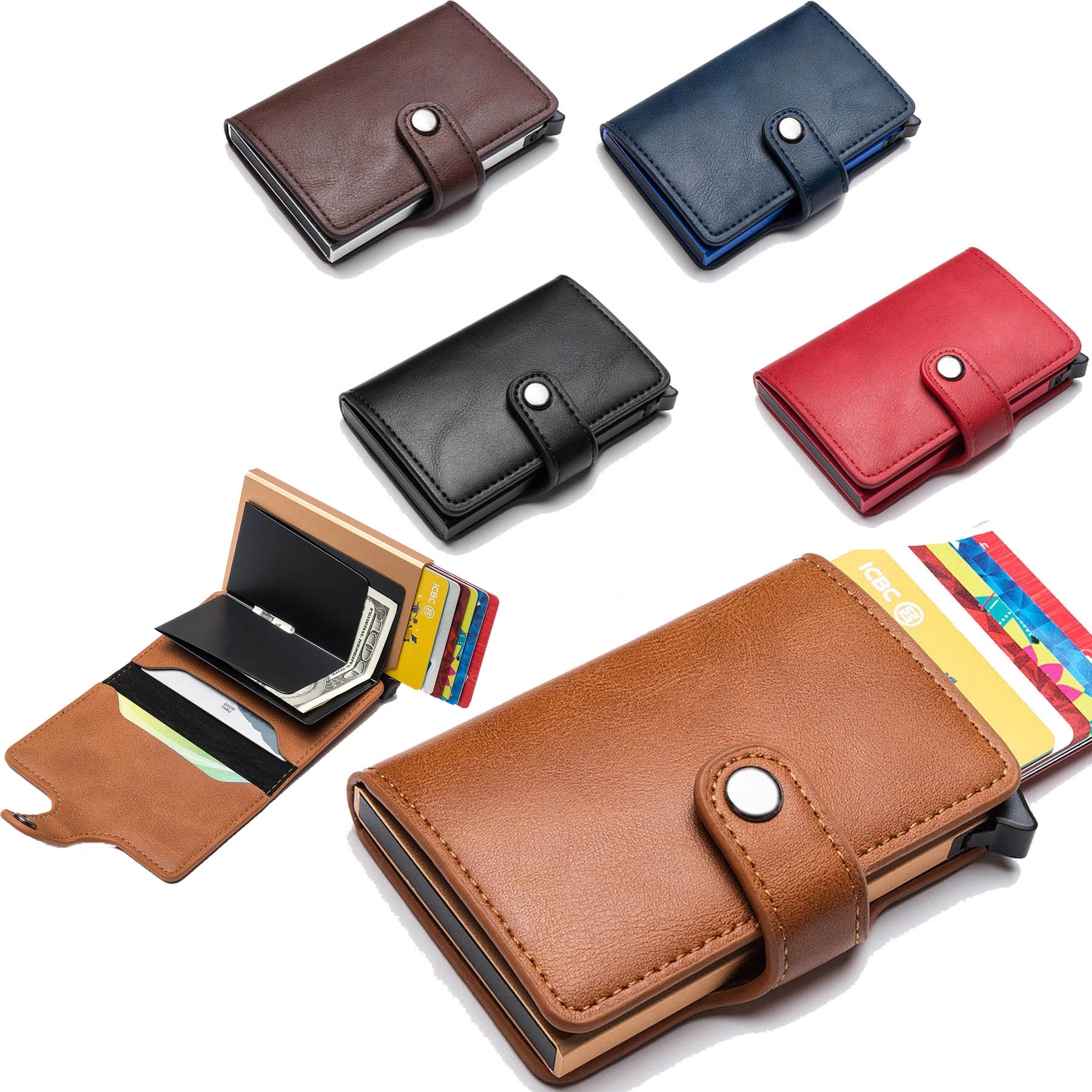 Front Pocket Minimalist Leather Slim Wallet RFID Blocking 2