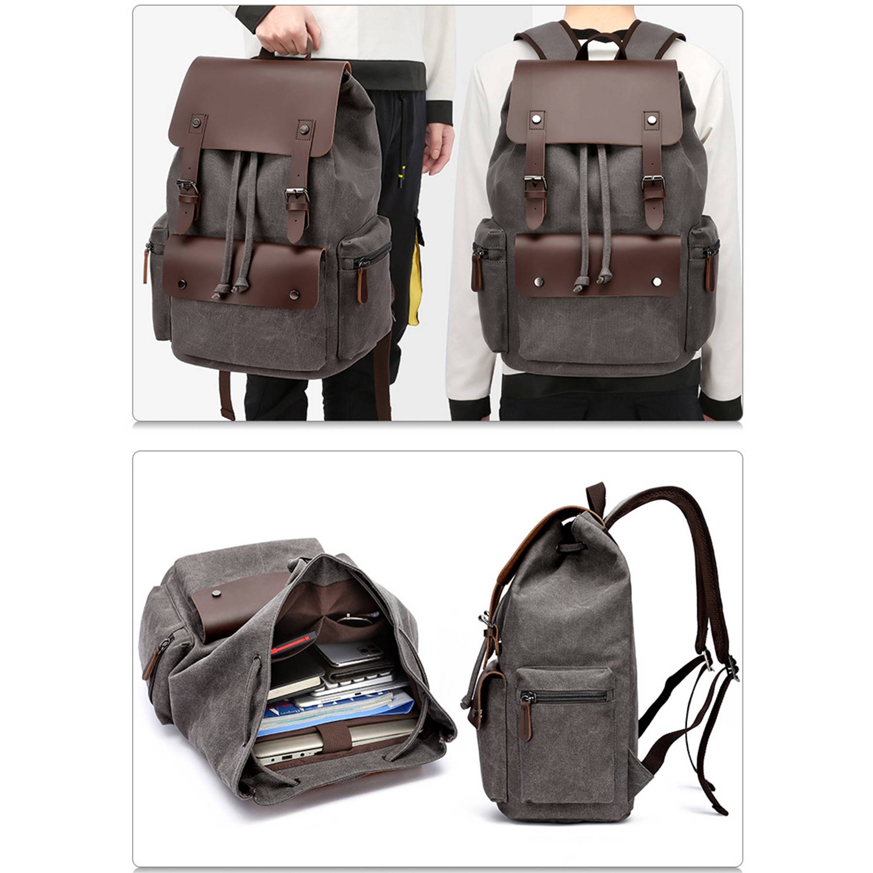 Men's Canvas Vintage travel Laptop Backpack 2