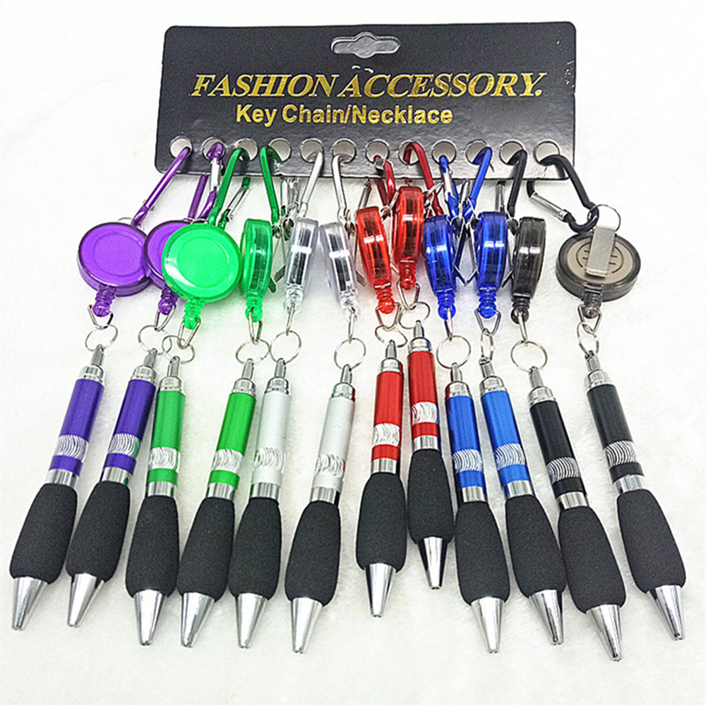 Retractable Soft Grip Metal Pen w/ Carabiner 2