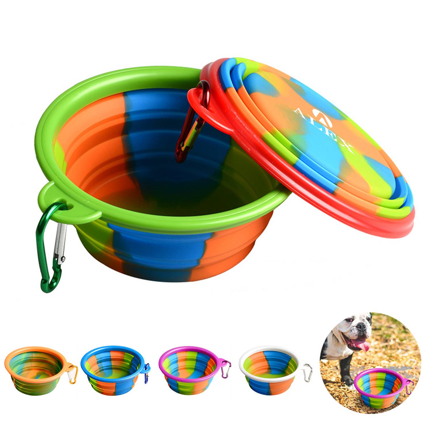 Folding Camouflage Pet Dog And Cat Silicone Bowl