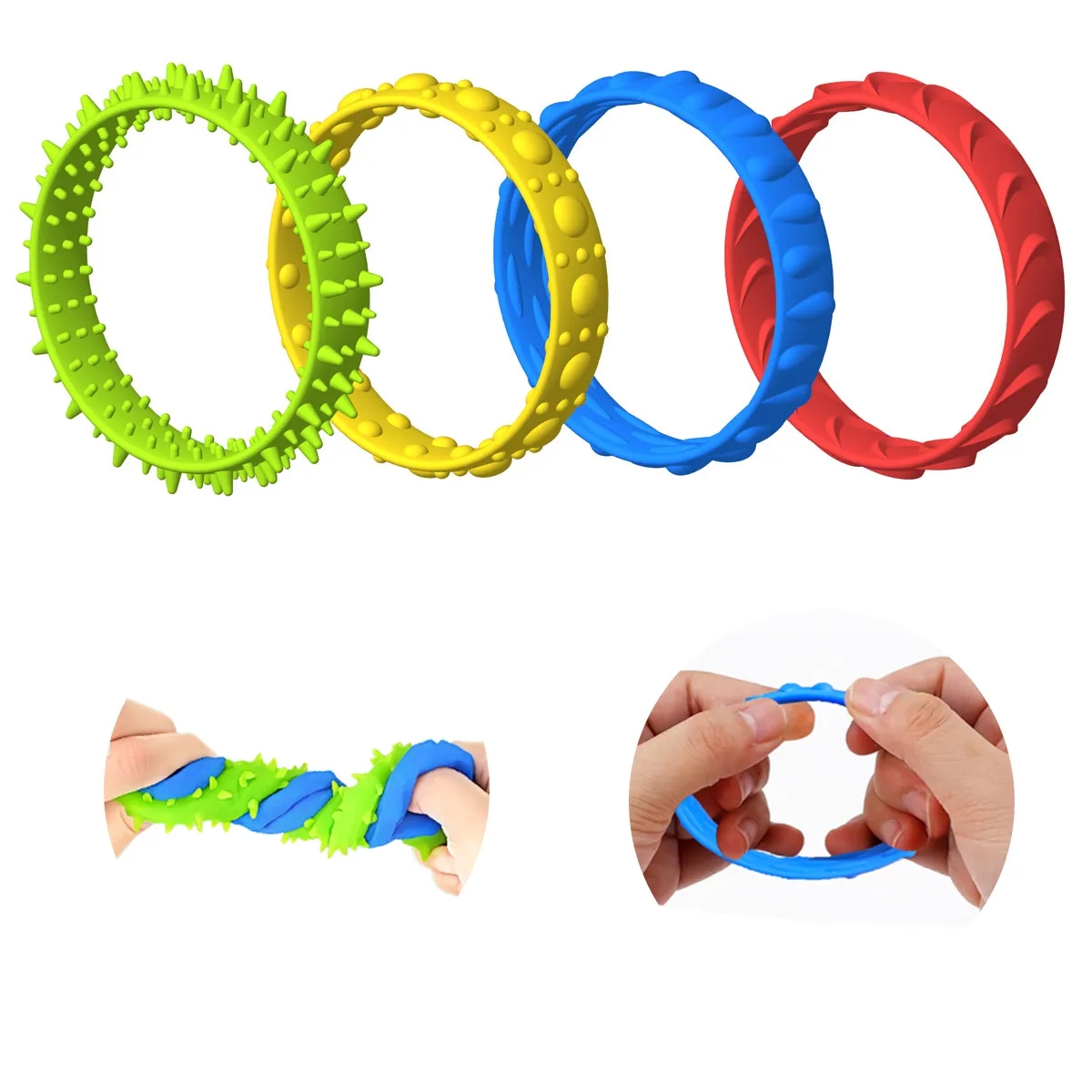 Sensory Fidget Bracelet Set With Textured Bands 5