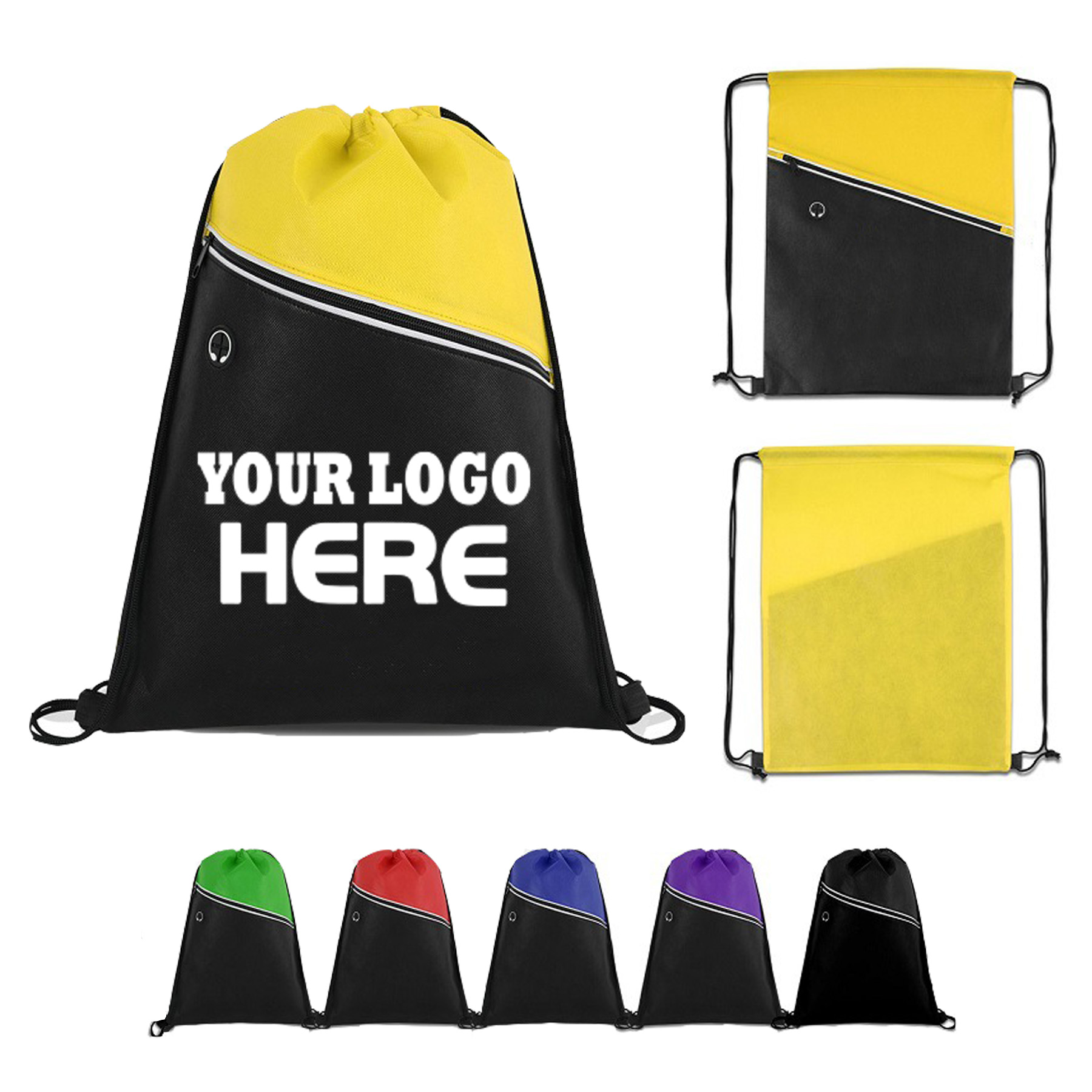 Two Tone Polypropylene Drawstring Backpack 2