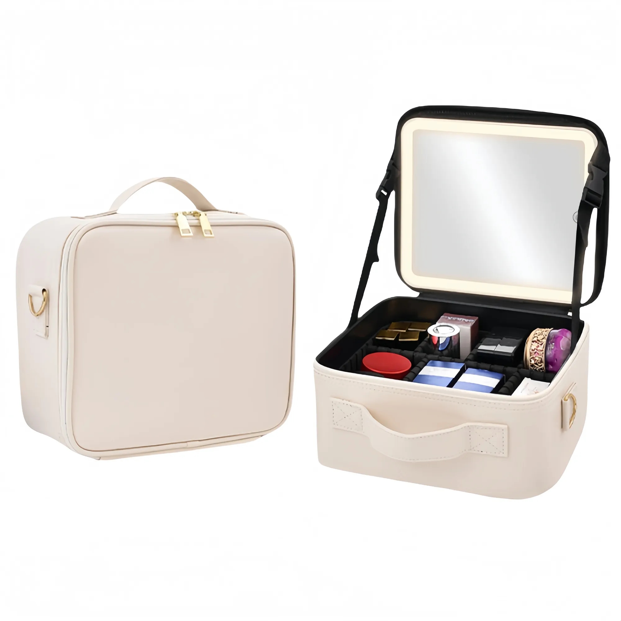 Professional Light Mirror Integrated Makeup Bag 7