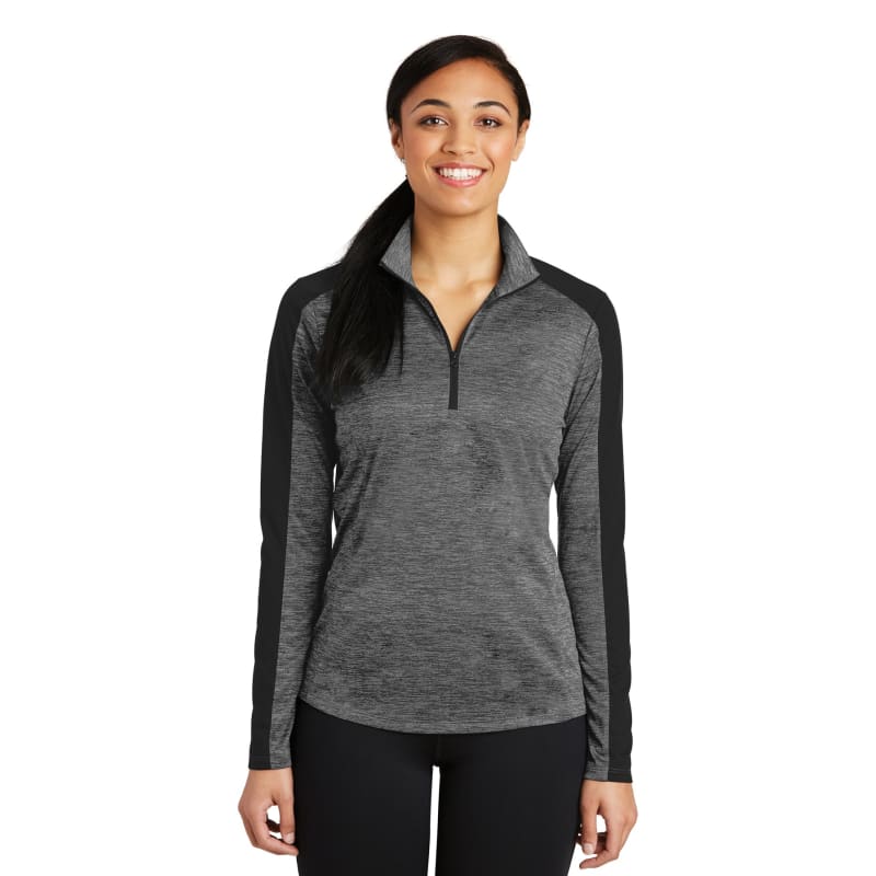 Sport-Tek Women's PosiCharge Electric Heather Colorblock 1/4-Zip Pullover. 17
