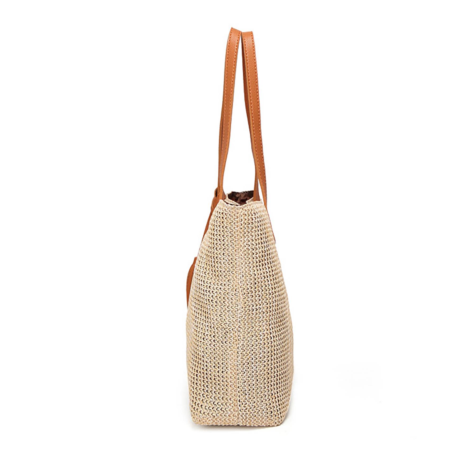 Large Straw Beach Bag for women, custom tote bag with logo imprint 5