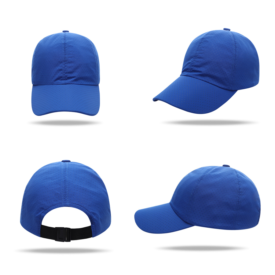 Stock Solid Color Quick Dry Poly 6 Panel Cap, Elastic Back 6