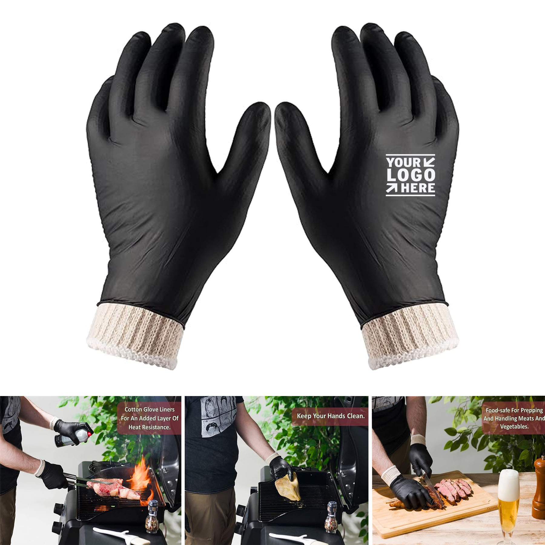 BBQ Cotton Liner Powder Latex Free Nitrile Glove 2