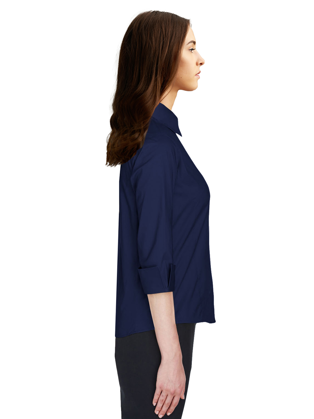 Blue Generation - Women's Pocketless 3/4-Sleeve Poplin Shirt 38