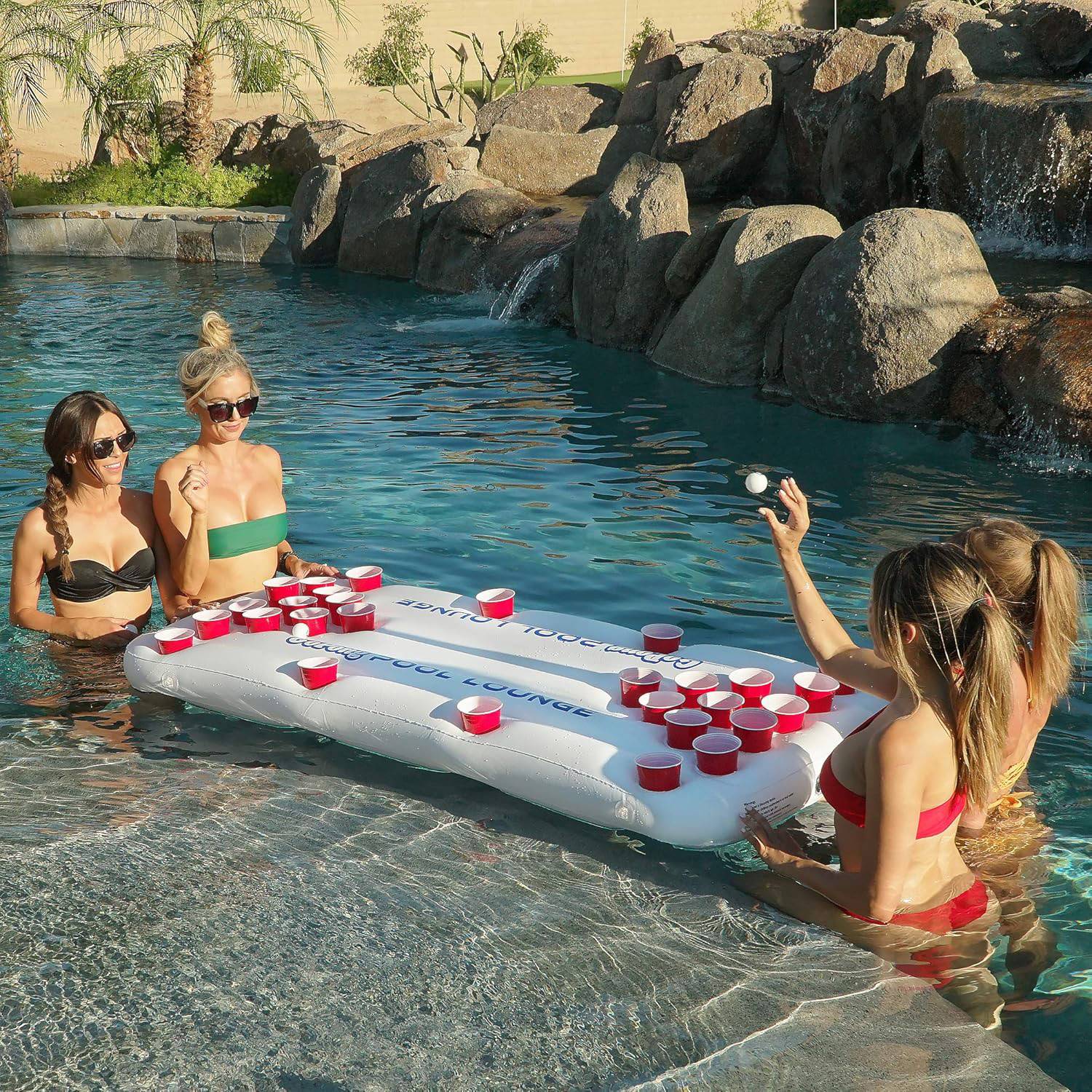 Inflatable Beer Pong Pool Float Lounge Table 8