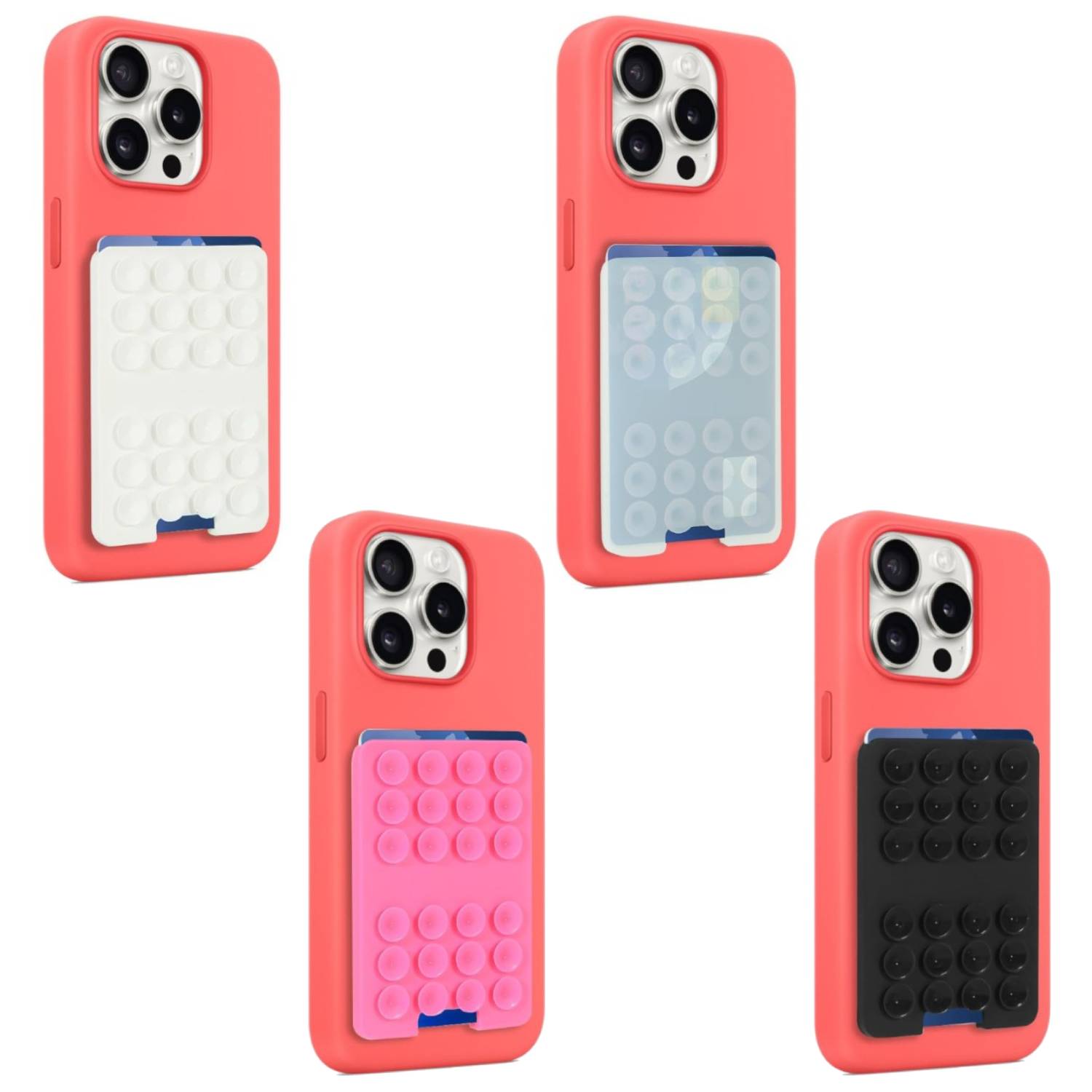 Silicone Suction Card Holder Phone Mount Wallet 3
