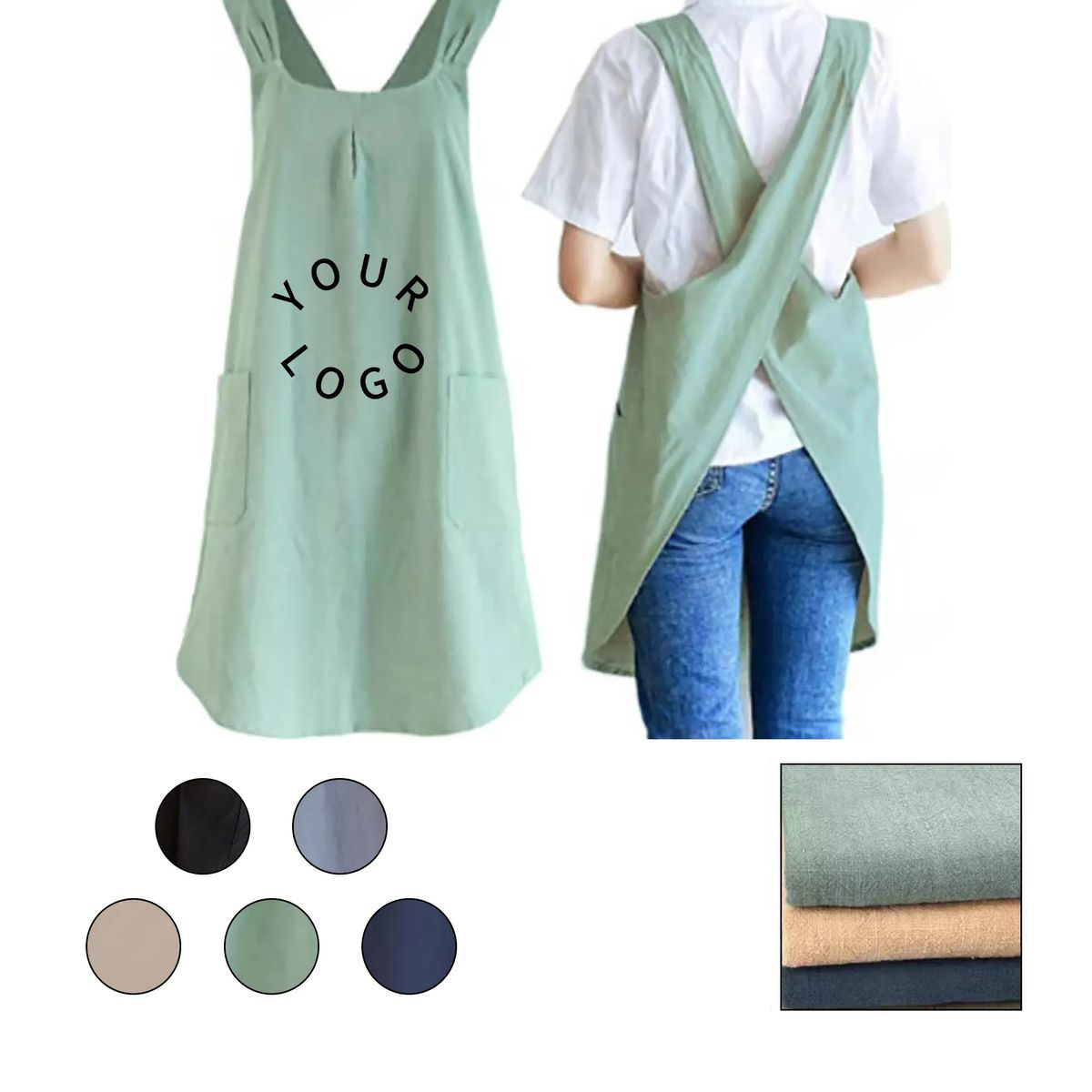 Comfortable Cotton Linen Apron for Daily Household Tasks 3