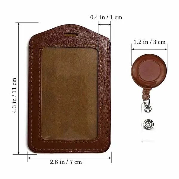 PU ID Credit Card with Retractable Badge Holder Reel Clip 3