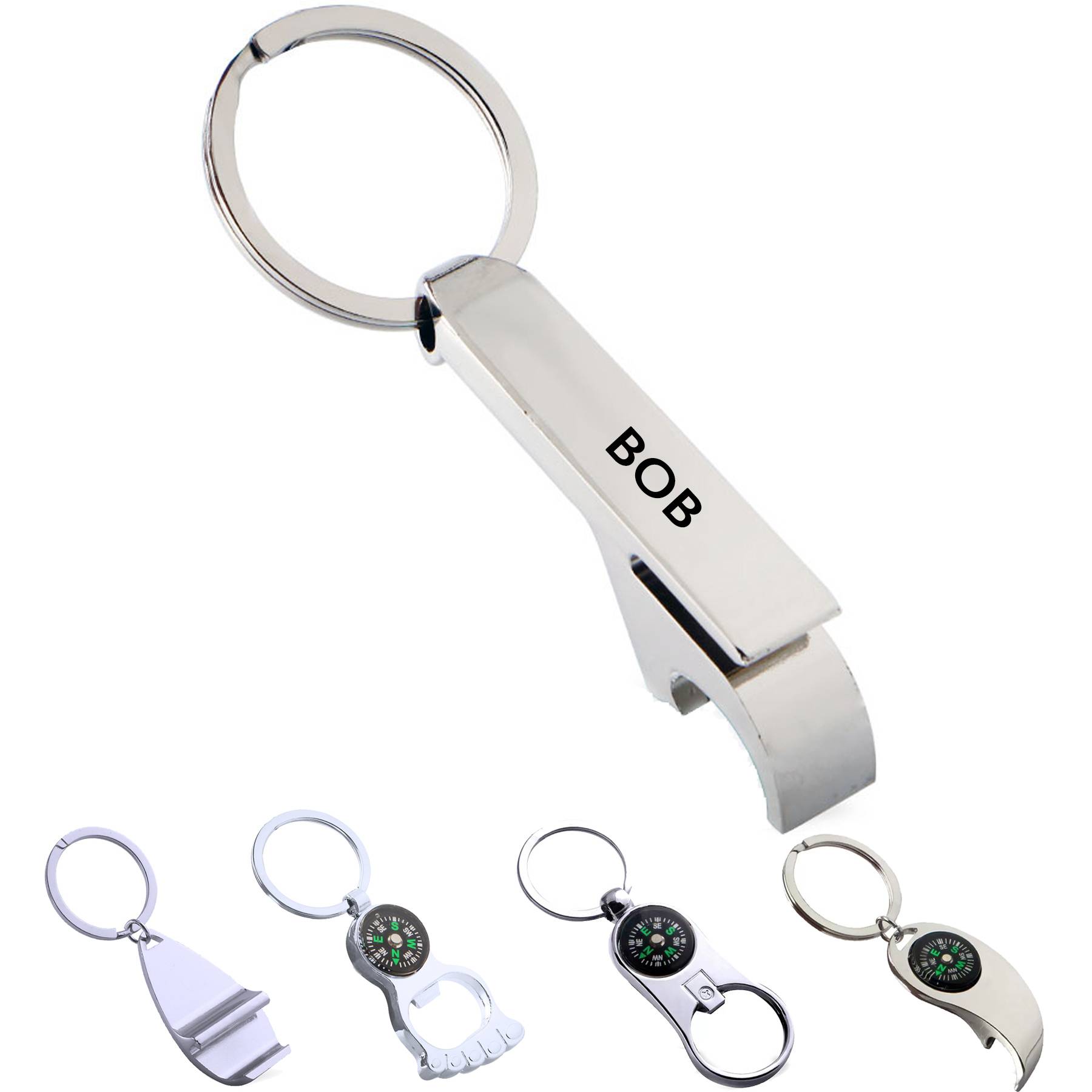 Personalized Metal Bottle Opener Keychain With compass
