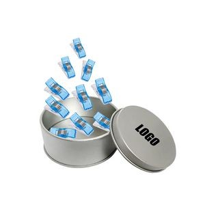 15 Pieces Versatile Plastic Clips In Metal Box For Document Organization 12