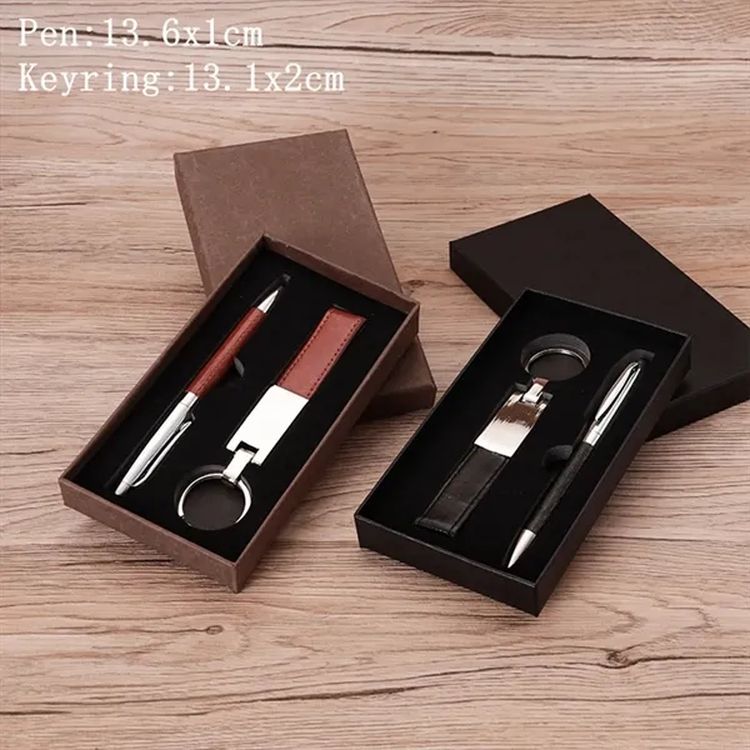 Leather & Pen Gift Set with Keychain 2