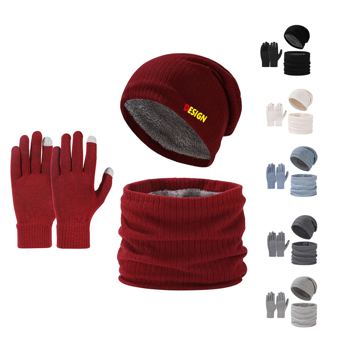 Thickened Cold - Proof Beanie Neck Warmer Gloves Trio 2