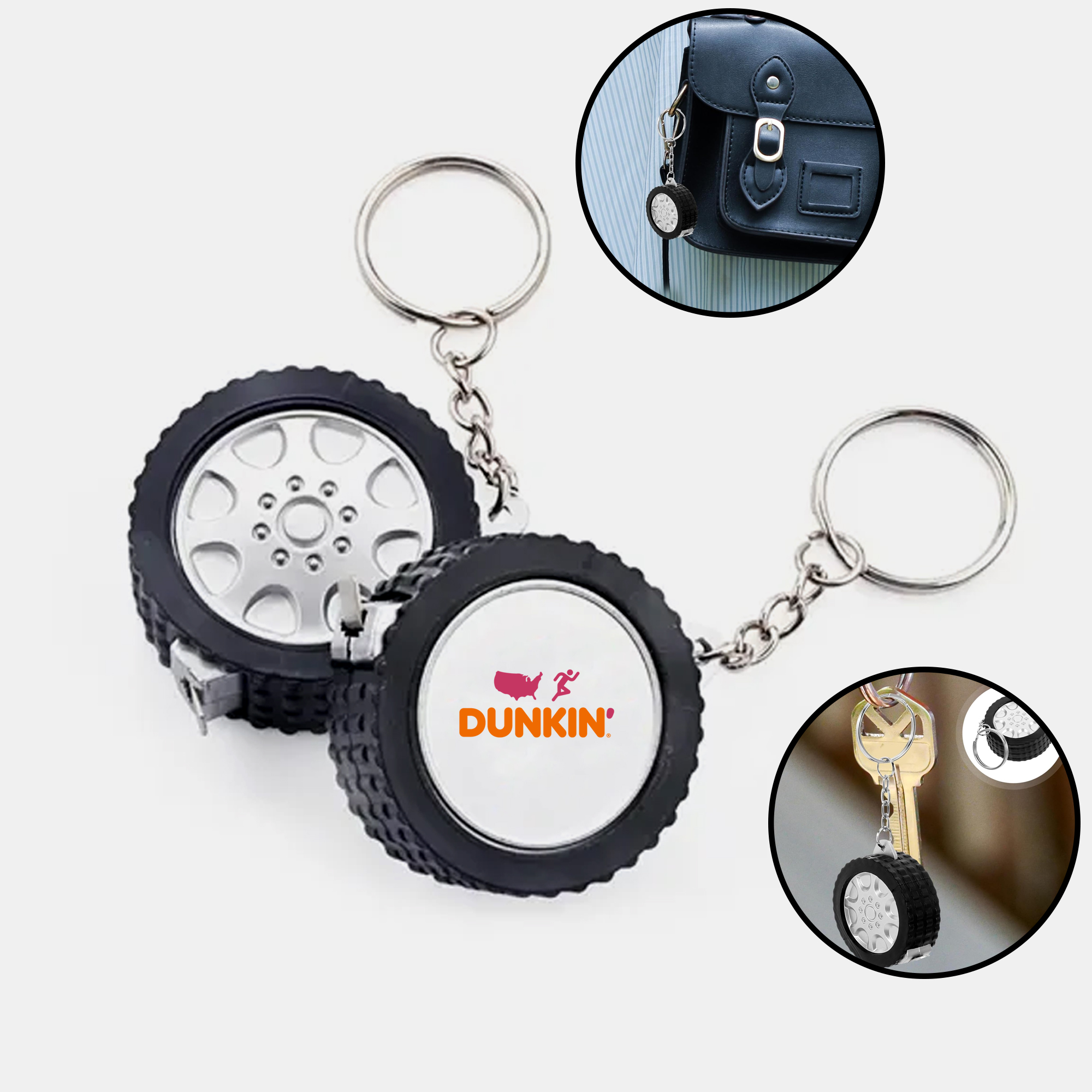 Car Tire Style Retractable Tape Measure Keychain 3