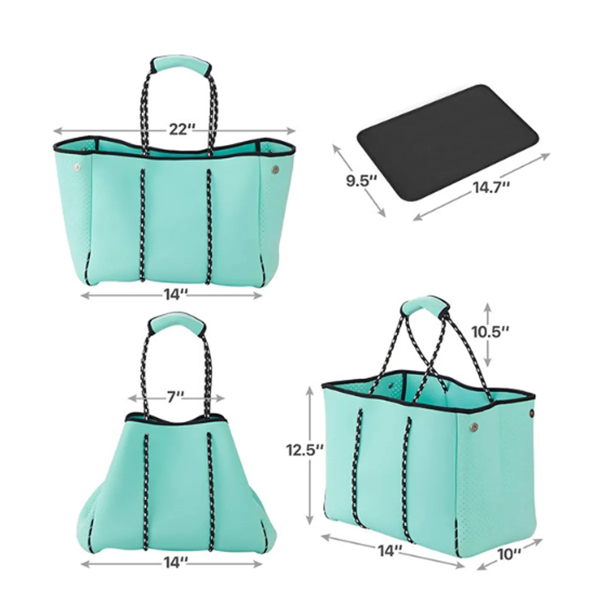 Large Neoprene Beach Tote Bag Rope Handles 5