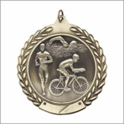 Triathalon Die Cast Medal, 1 3/4" 2
