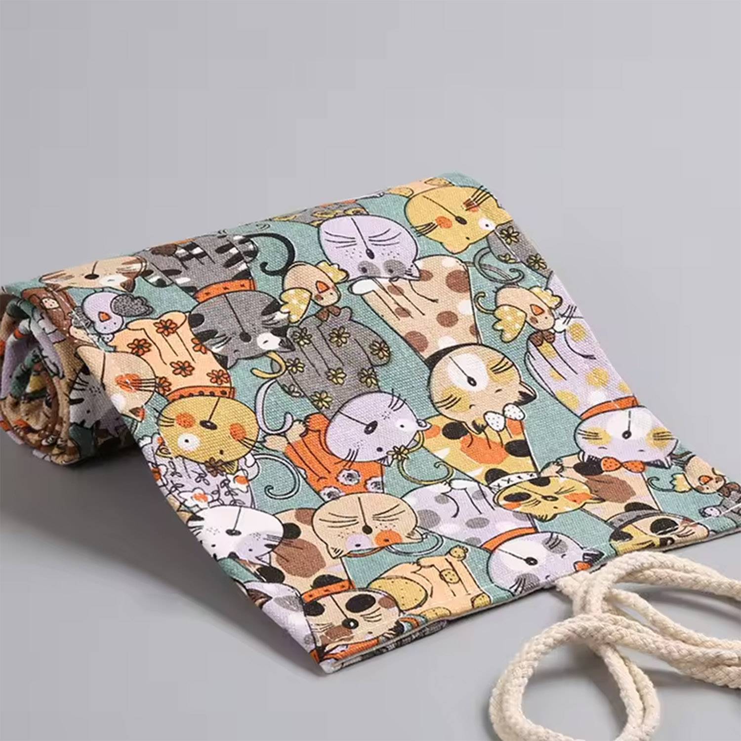 Canvas Colored Pencil Case Roll Storage Bag 6