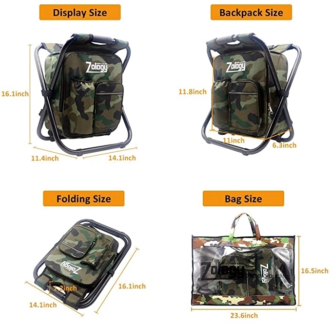 Folding Camping Chair Stool Backpack with Cooler Picnic Bag 4