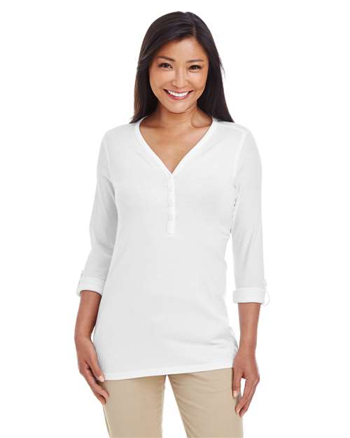 Women's Perfect Fit™ Y-Placket Convertible Sleeve Knit Top - DP186W 15
