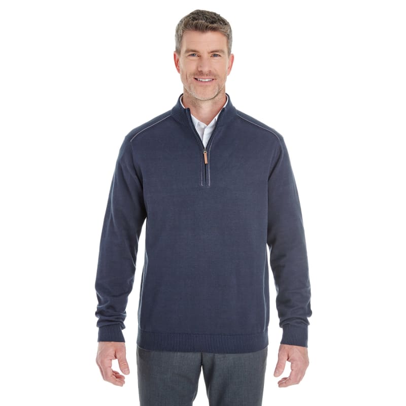Devon & Jones Men's Manchester Fully-Fashioned Quarter-Zip Sweater 1
