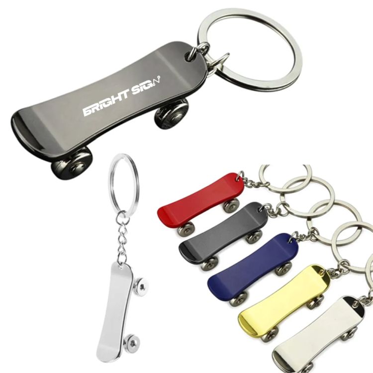Small Stainless Steel Scooter & Skateboard Keychain 2