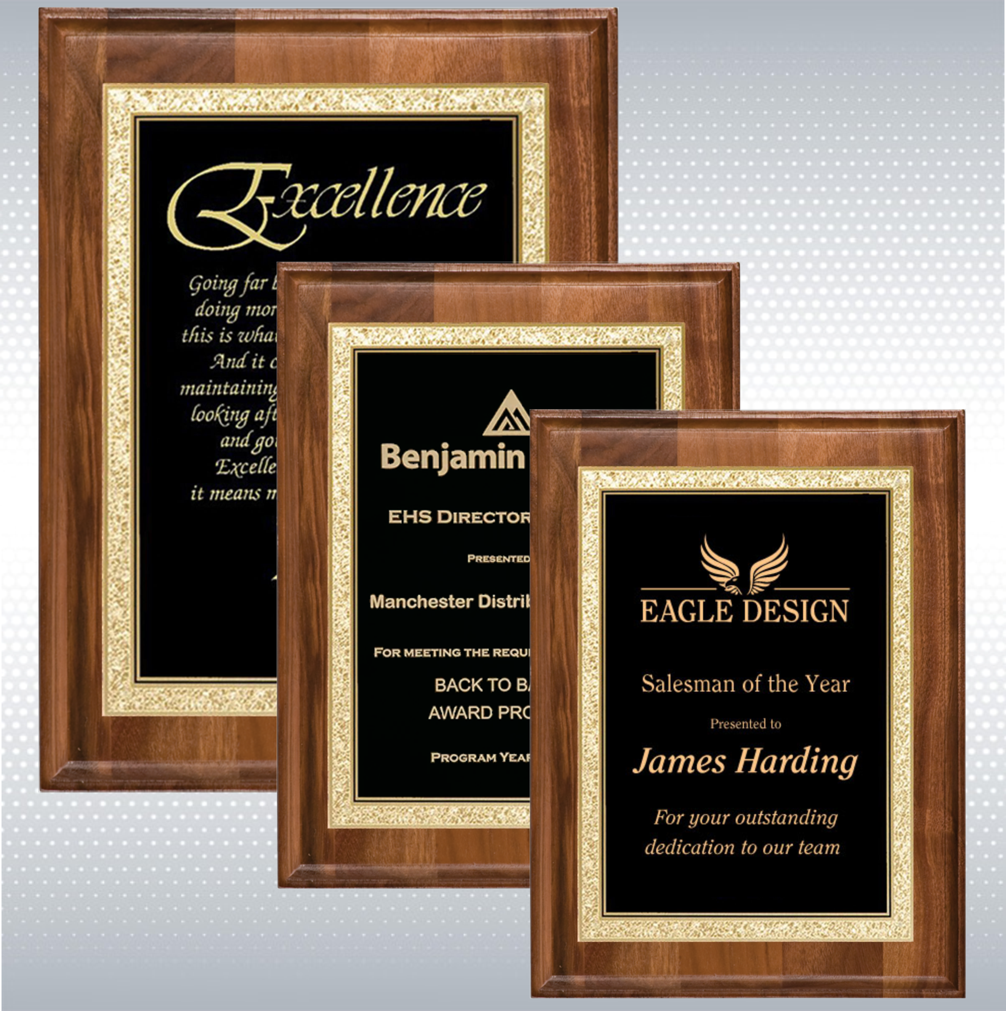 Walnut Rectangle Plaque w/Black Brass Engraving Plate (7" x 9") 5
