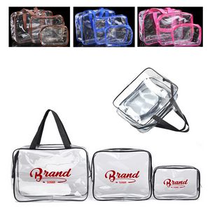 Waterproof 3 Piece Clear PVC Zippered Makeup Bag Set 11