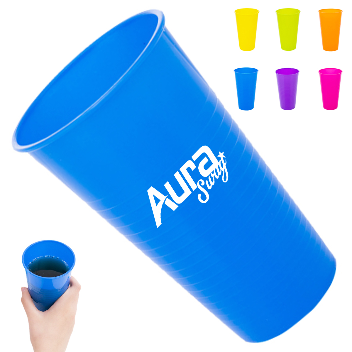 13Oz. Durable Stackable Plastic Beverage Cup with Ribbed 8