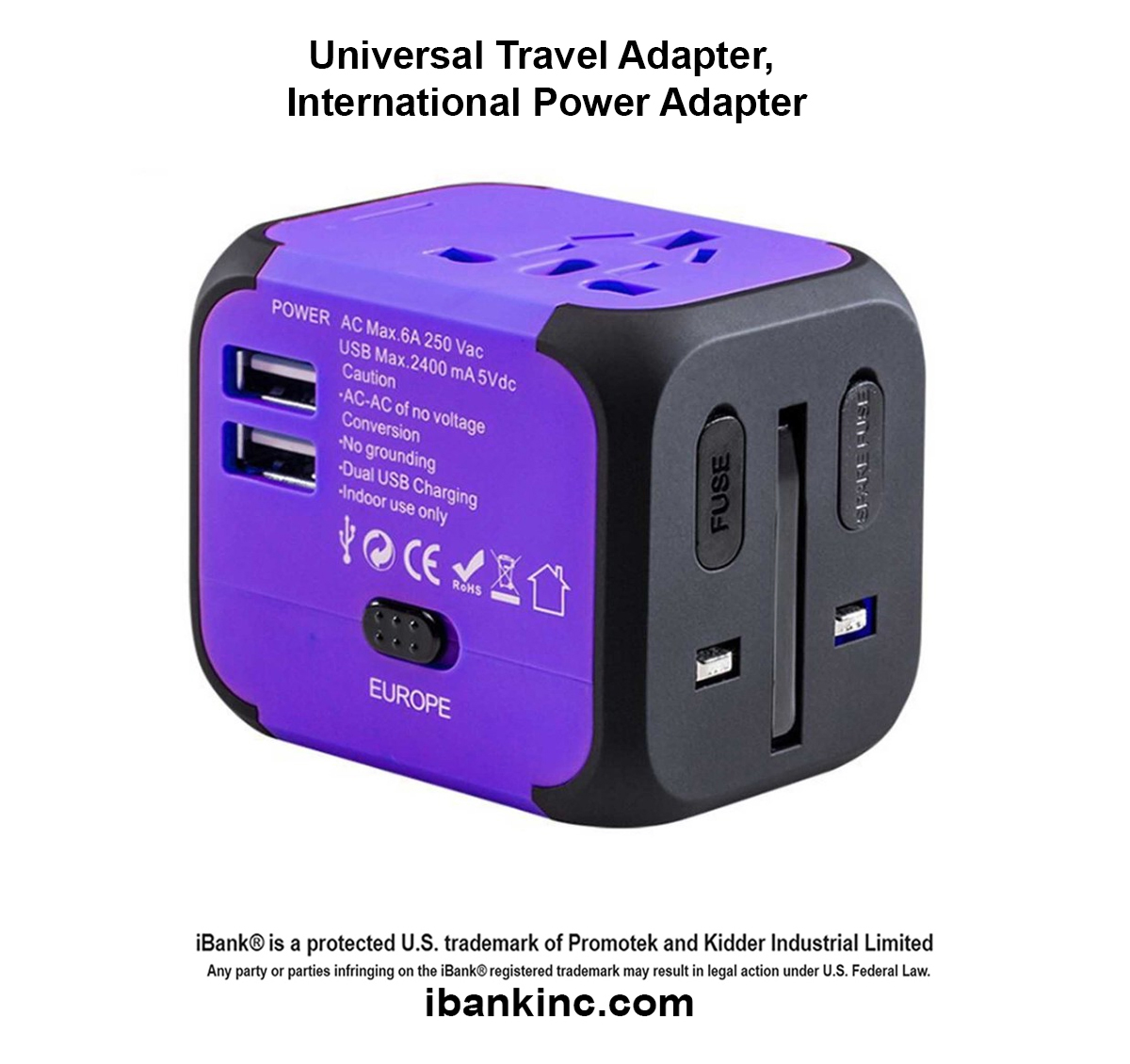 iBank ® Universal Travel Adapter, International Power Adapter 1