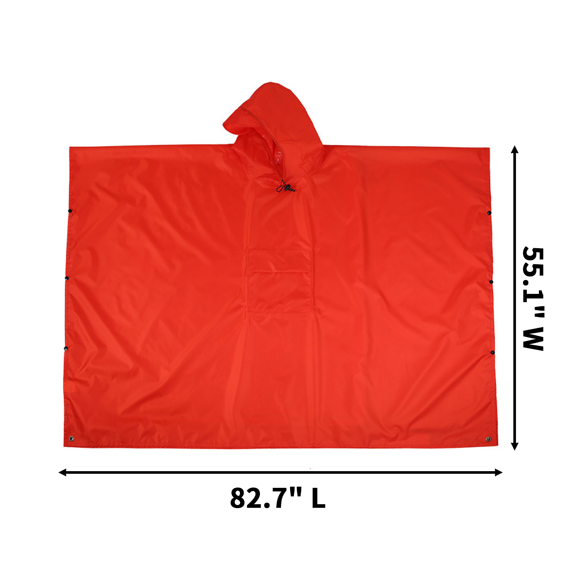 Three In One Polyester Poncho With Pack Cover And Ground Sheet 82.7" x 55.1" 2