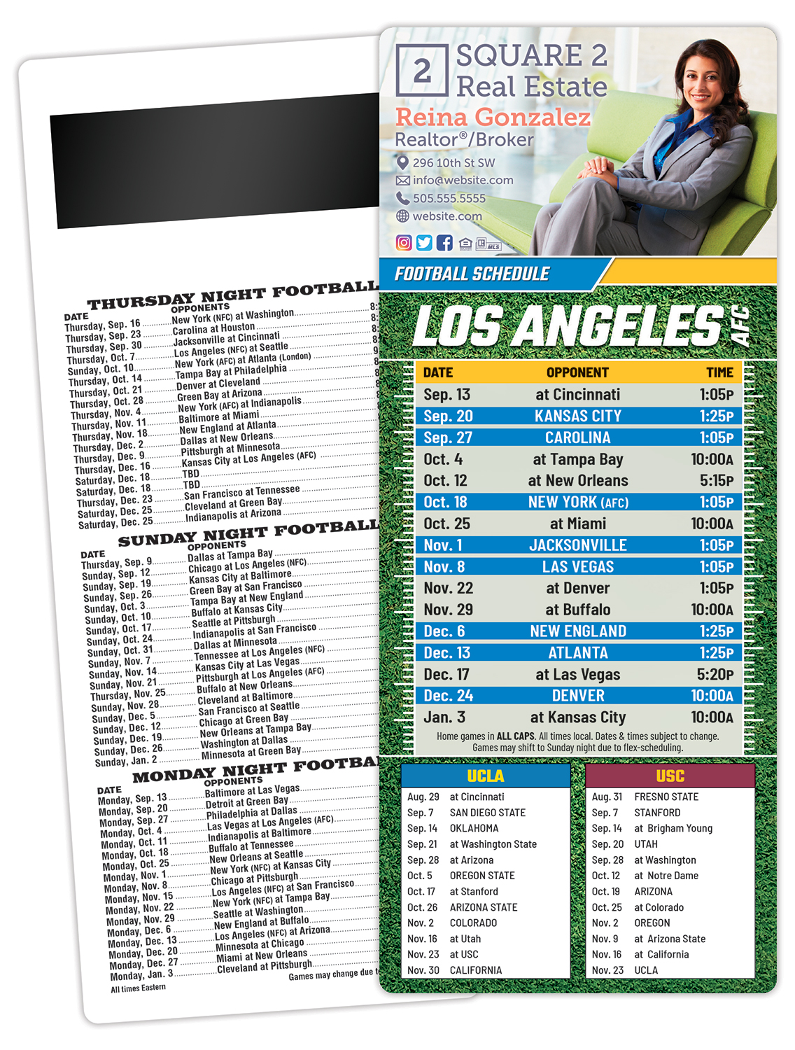 Football Schedule Laminated Card/Postcard with Magnet Strip 3.5x8.5 - 14 pt. 1