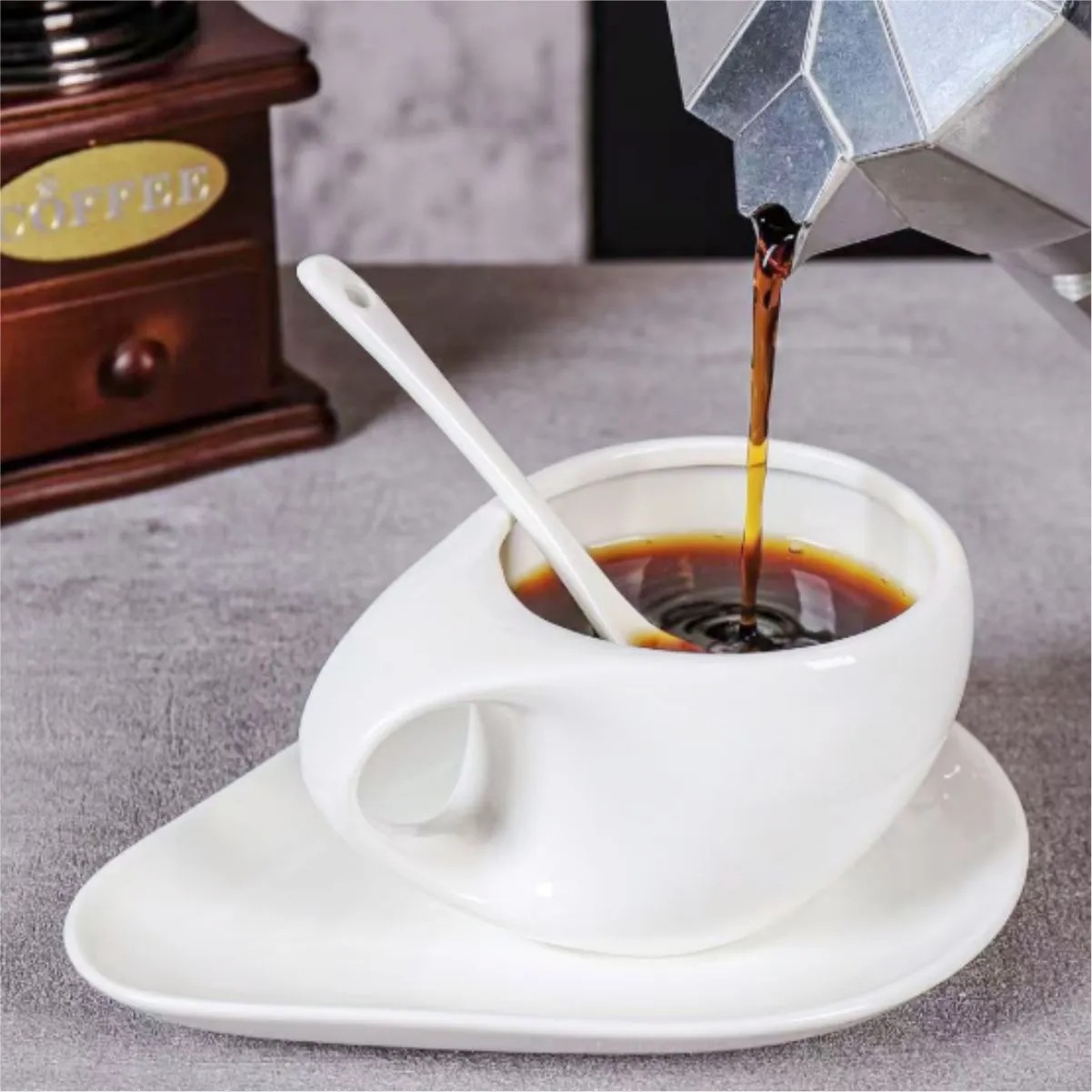 6.8 Oz. Ceramic Coffee Cup With Thumb-Hole Handle 4