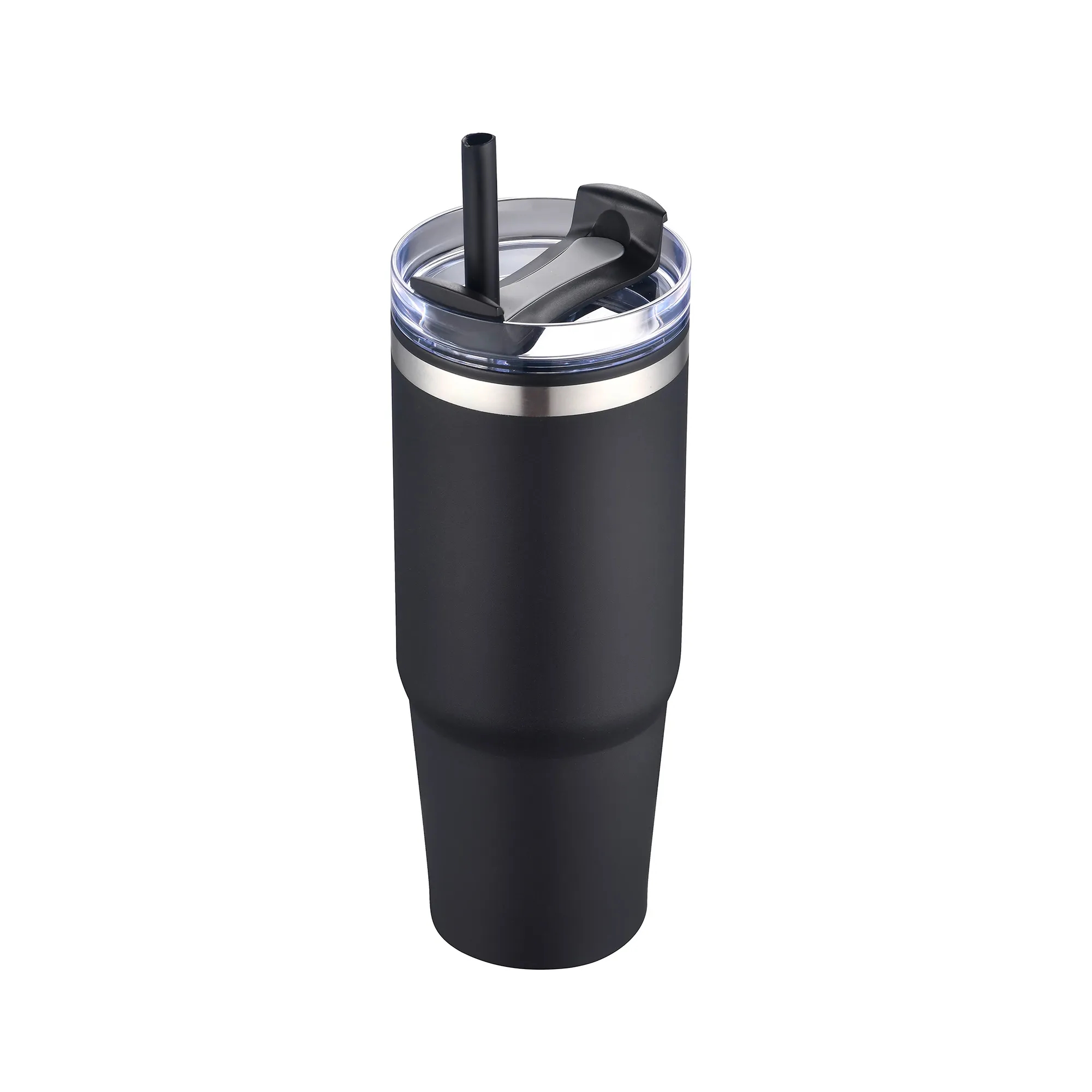 30oz. Dual Wall Stainless Steel & PP Tumbler with Clear Lid 32