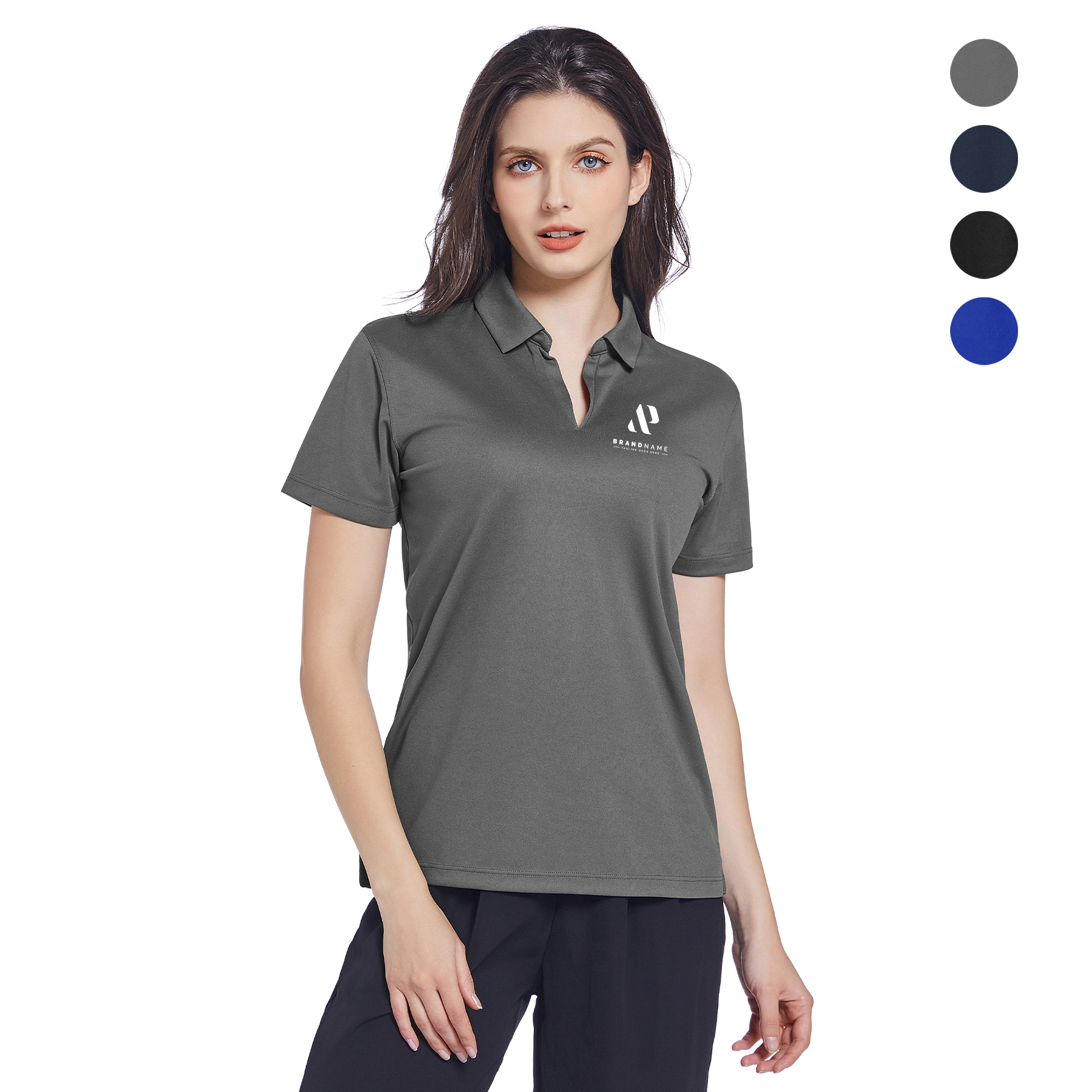 Ladies Micro Pique Ribbed Collar Polo Shirt 2