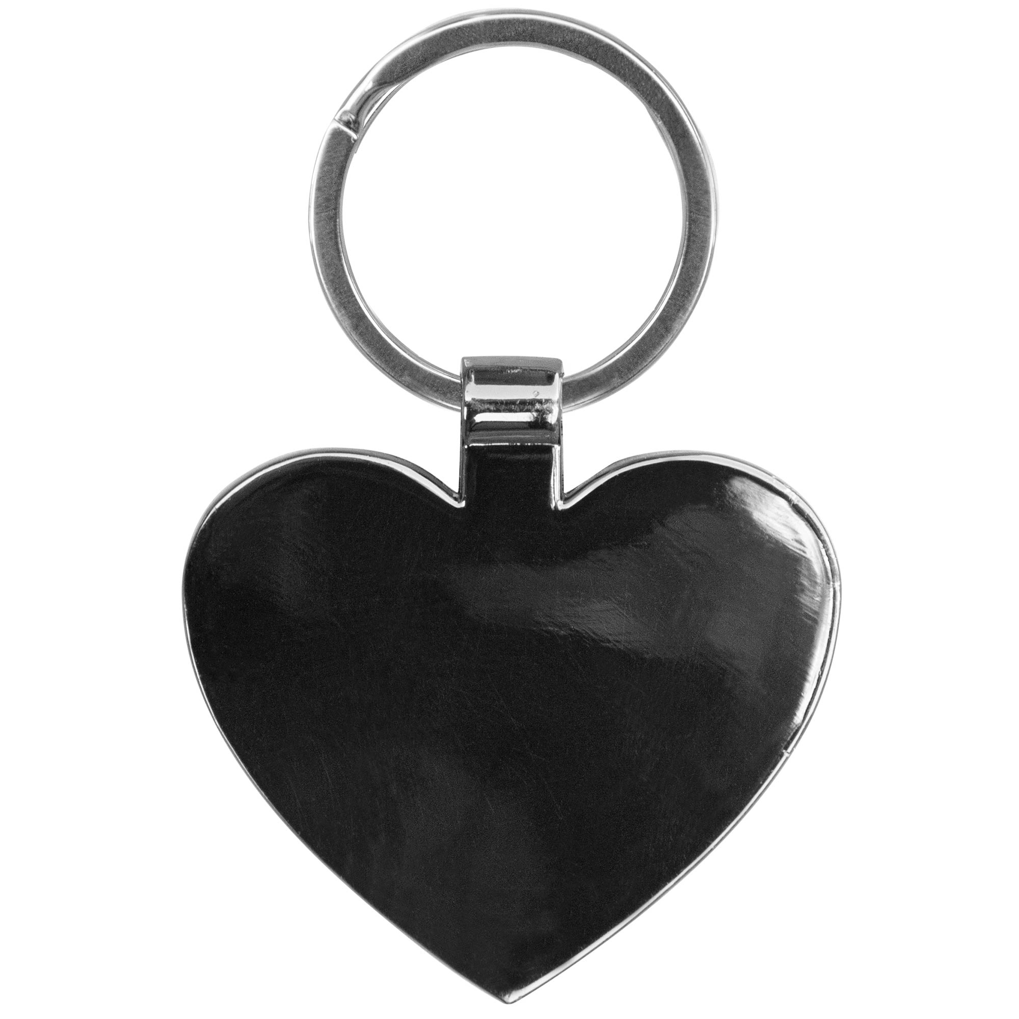 Heart-Shaped Beveled Wood Gunmetal Key Chain 4