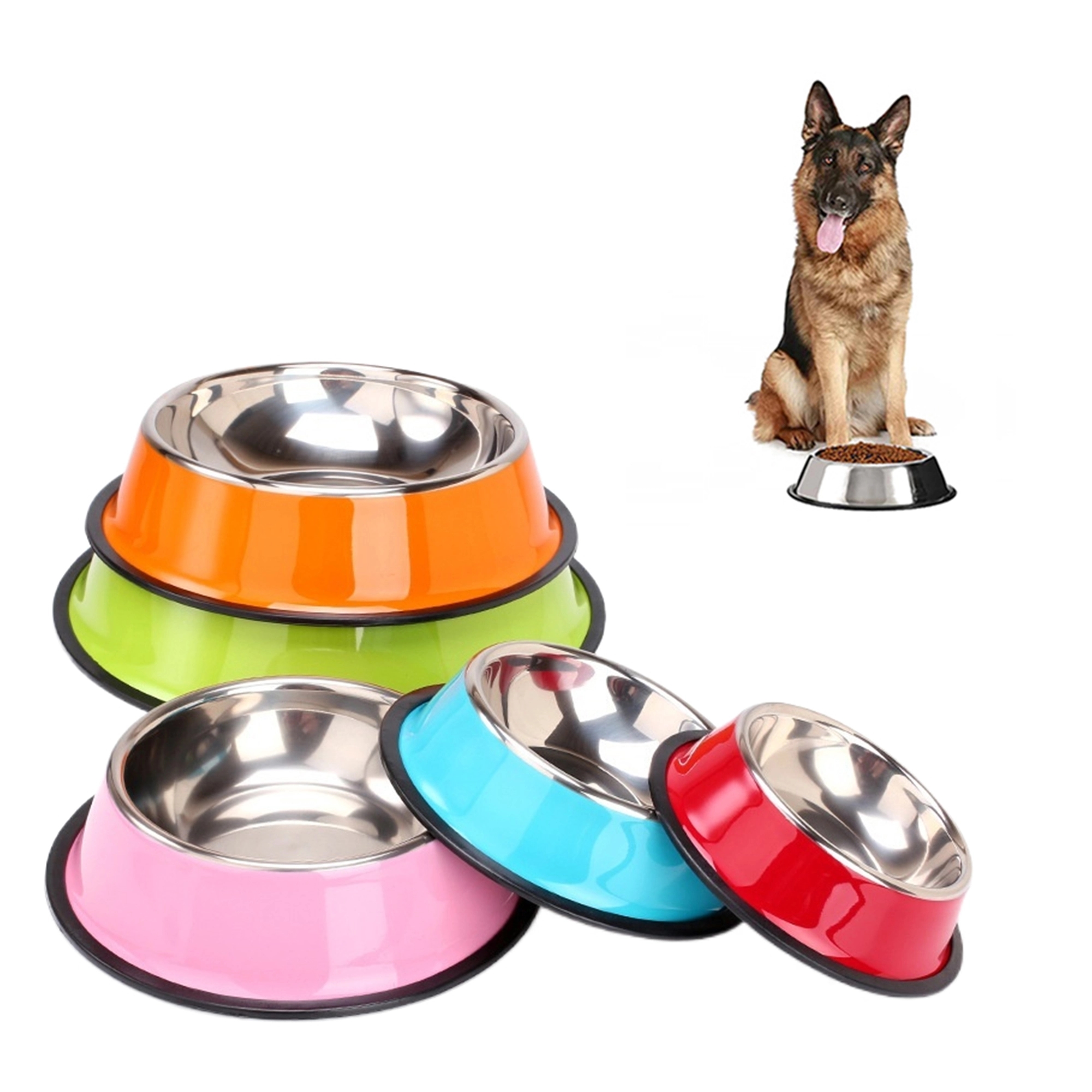 10 Inch Stainless Steel Dog Bowls With Non Slip Rubber Base