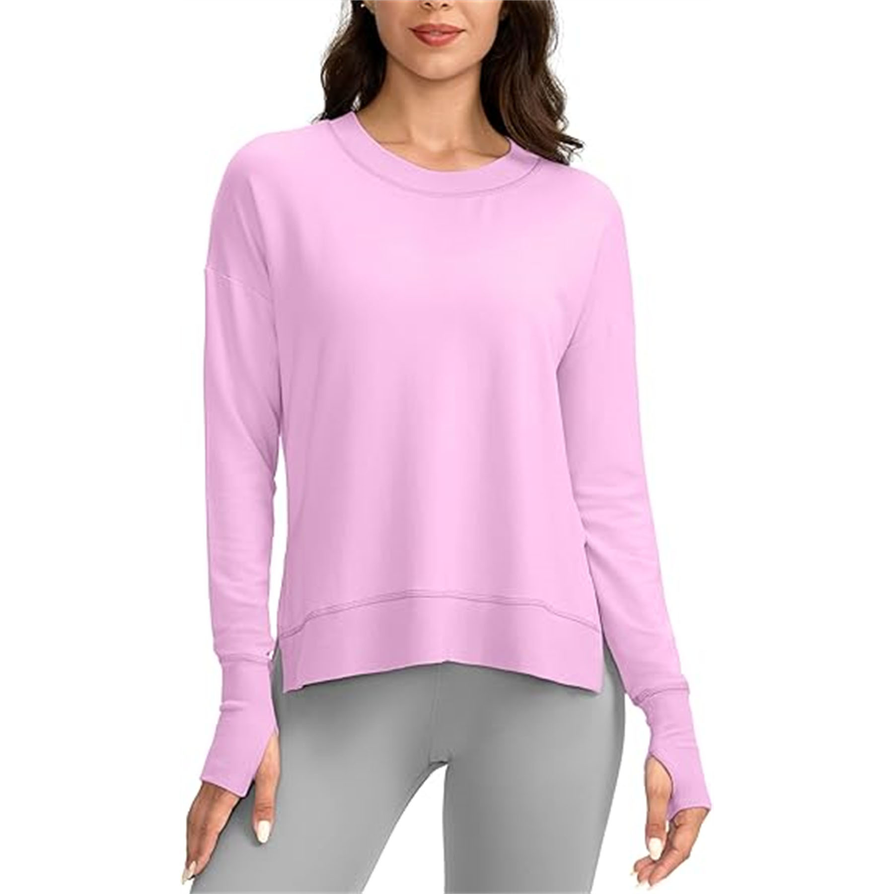 Womens' Side Slit Thumb Holes Yoga Shirt 14