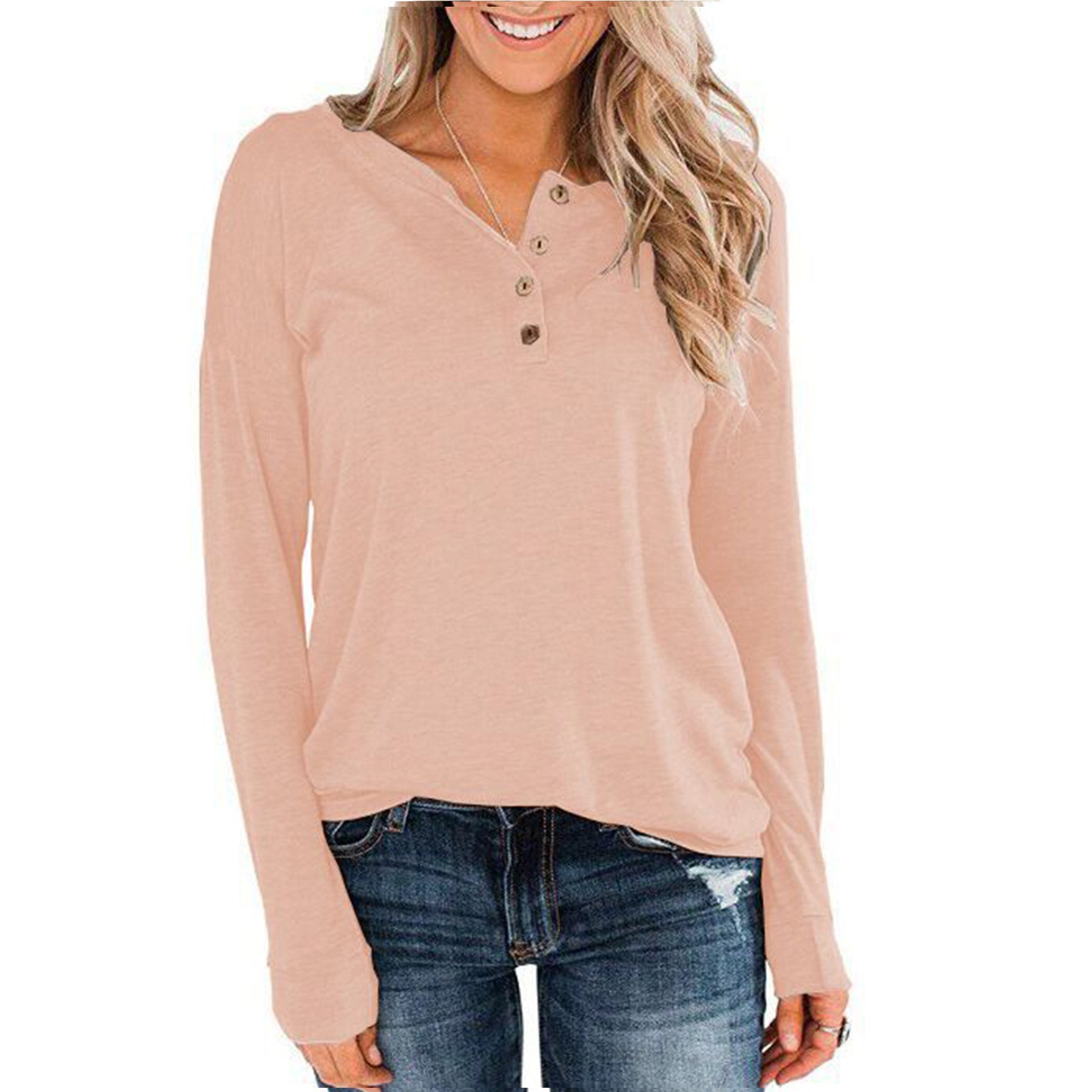 Women's Long Sleeve Henley 7