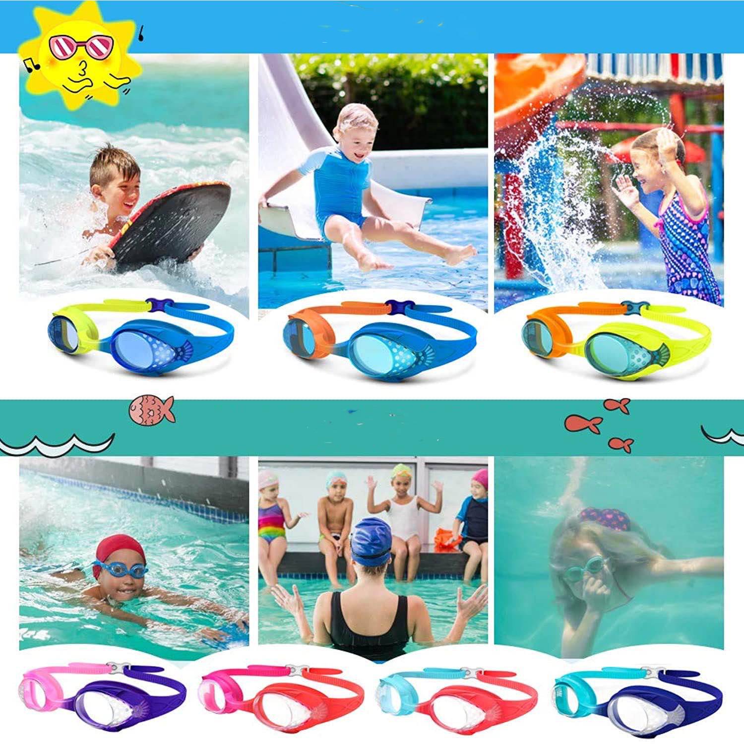 Kids Anti-Fog Swim Goggles – Waterproof & UV Protection 15