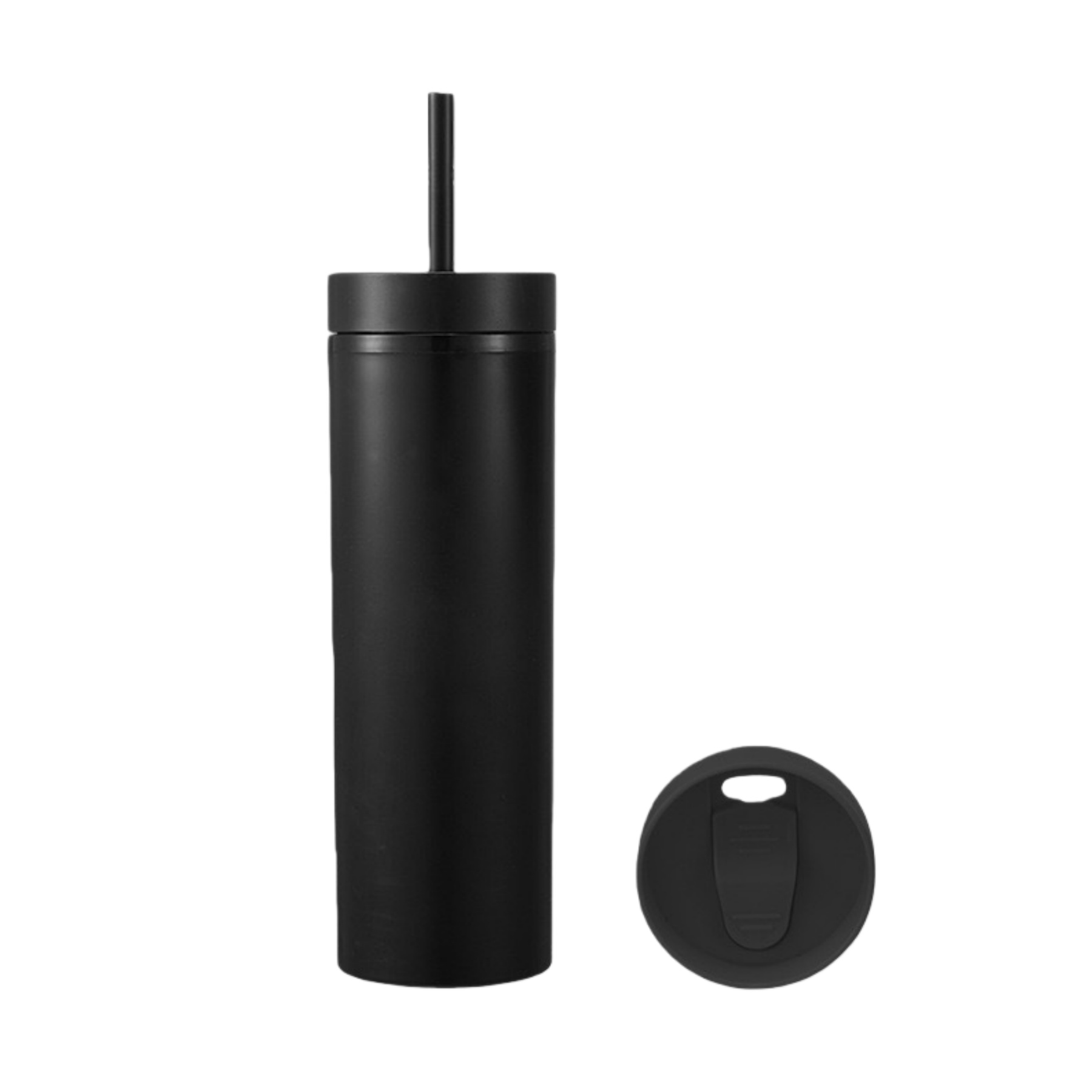 Double-layered Plastic Straight Cup With Straw 8
