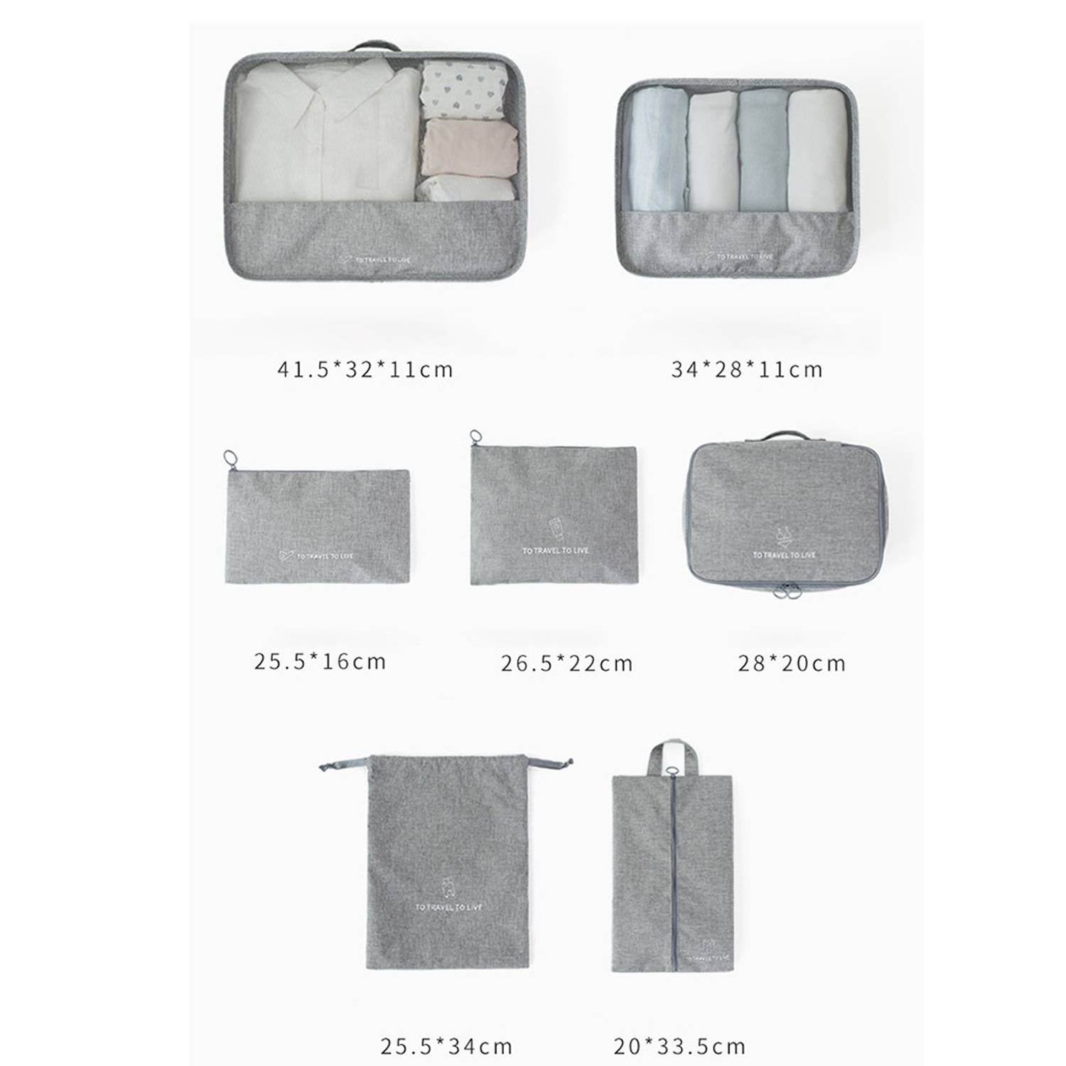 Travel Packing Cubes Luggage Organizers W/ Shoe Bag 2